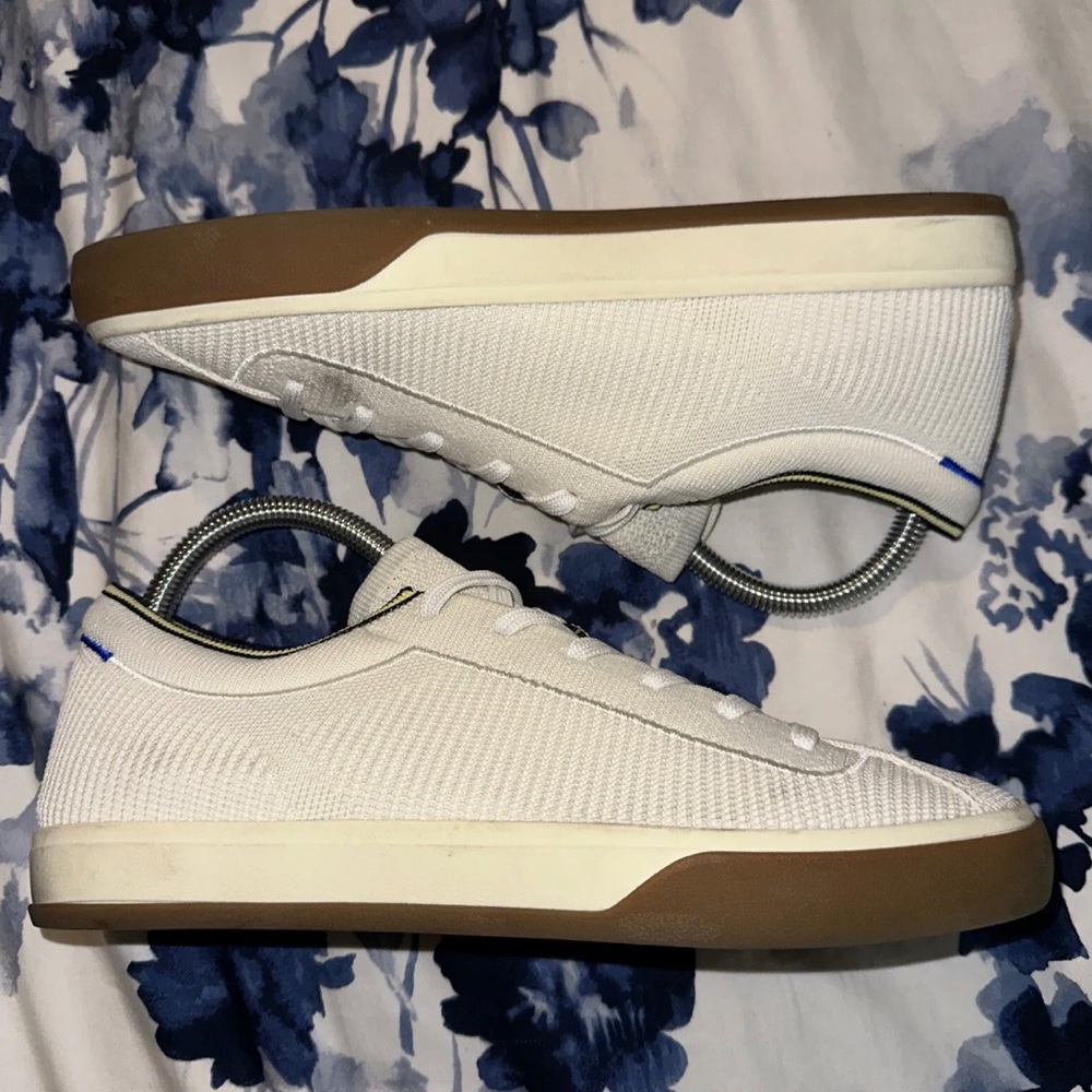 Rothys Shoes Womens Beige Knit Sneaker Lace Up Casual Size 9